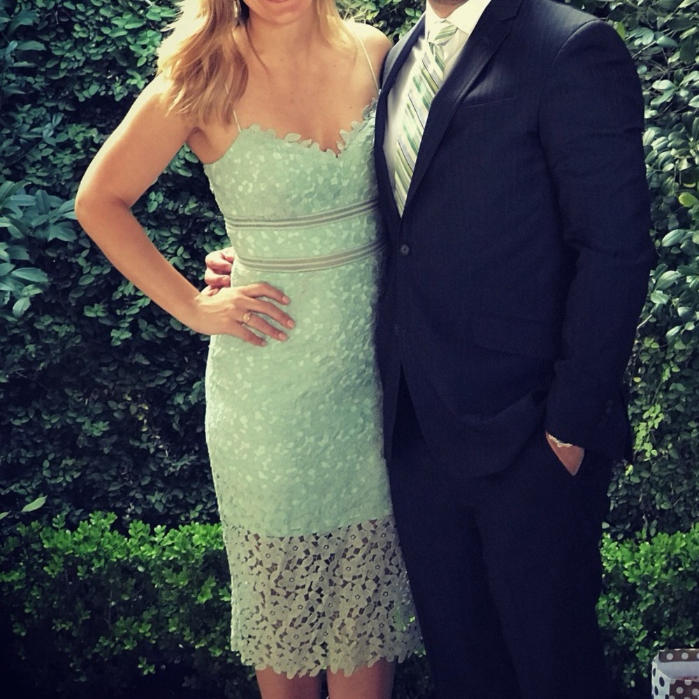 BHLDN Mint Lace Midi Dress